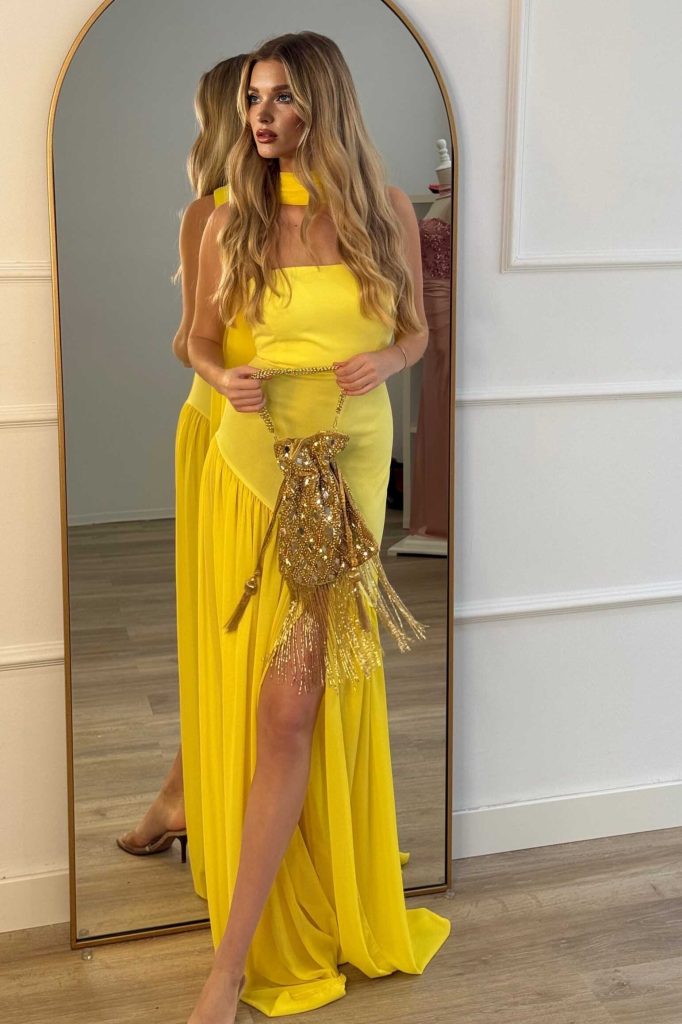 Strapless Slit Maxi Dress
